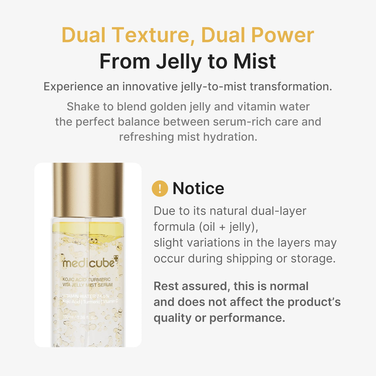 Kojic Acid Turmeric Vitamin Gold Jelly Mist Sérum