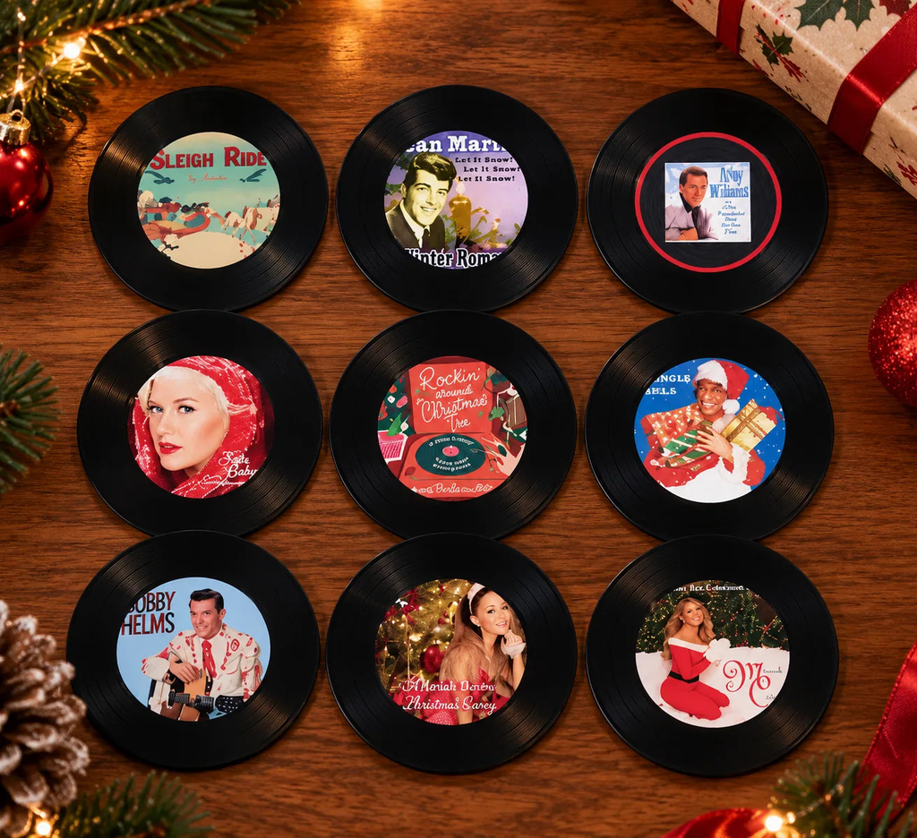 Nine mini vinyl discs